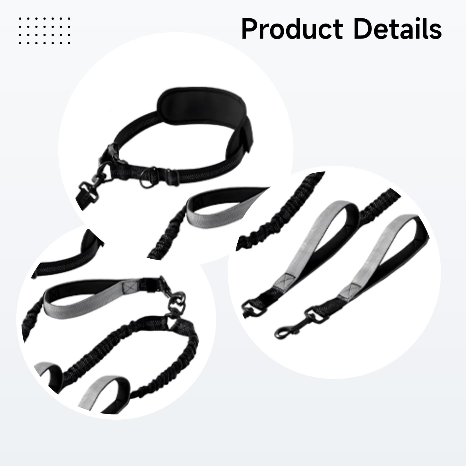 Hände frei Hundeleine für Hunde, Doppelkopf Bungee Laufgürtel, Verstellbarer 135 cm Hüftgurt, 115 cm Doppelleine, reflektierend, stoßdämpfend, für Joggen und Walken mit Zwei Hunden