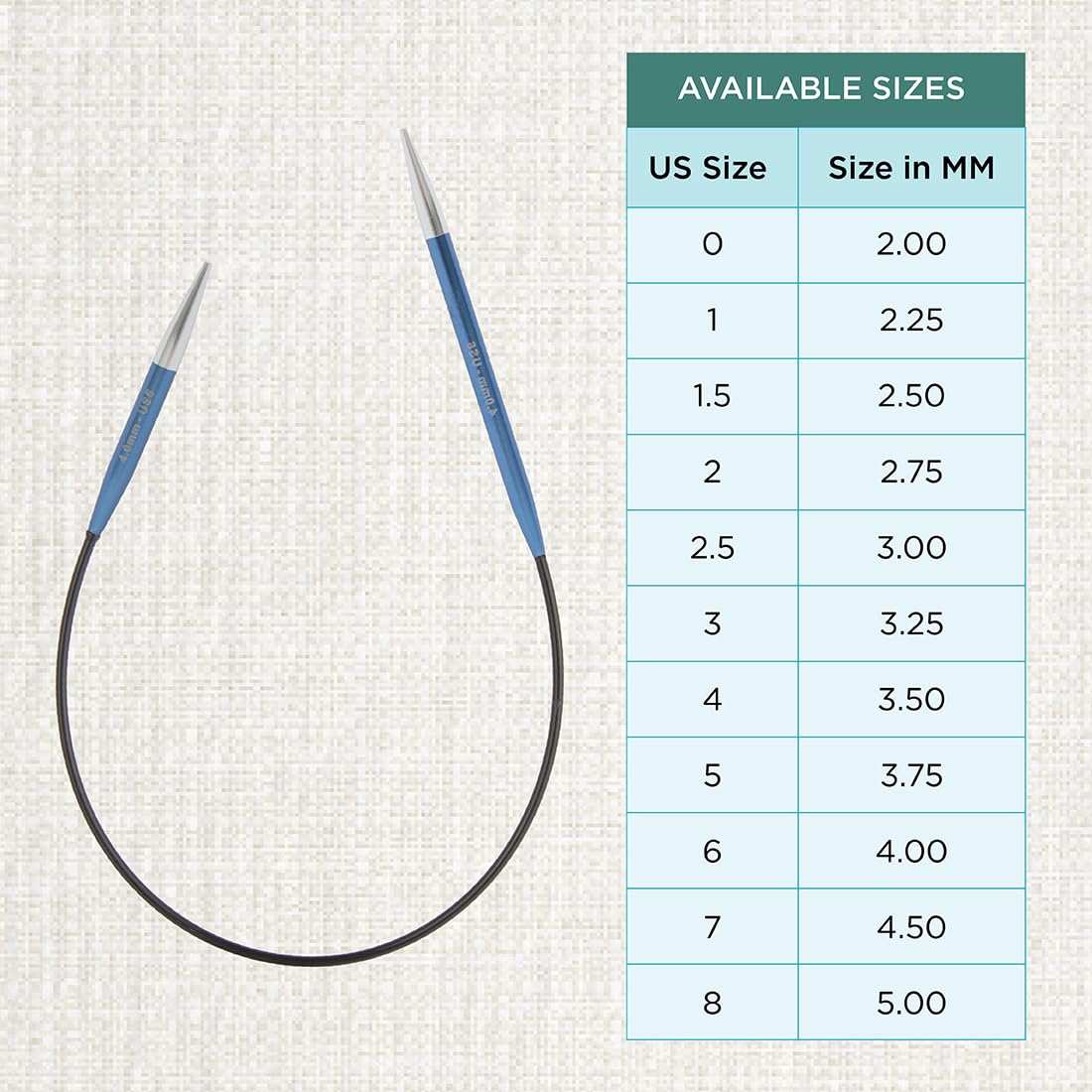 KnitPro Zing Fixed Circular Needles 9" (22.5cm), Sapphire, 4.00 mm - Image 4