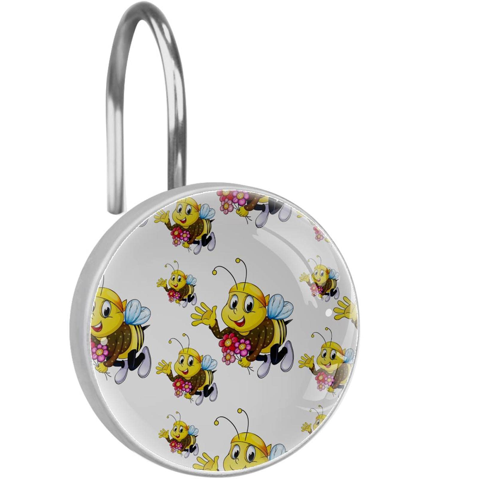 Crochets de rideau de douche abeille antirouille de qualité supérieure x12