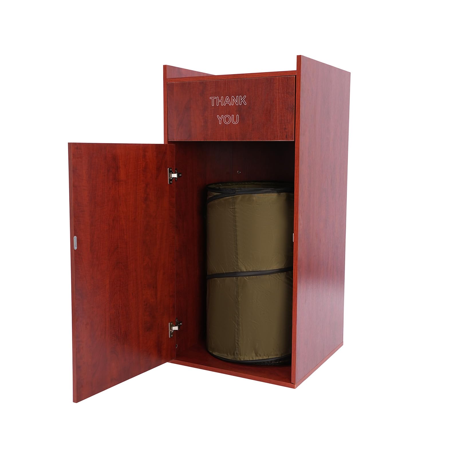 Wooden Trash Can with Tray Top 30 Gallon Garbage Receptacle Cabinet Commercial Grade Rubbish Bin for Office Cafeteria