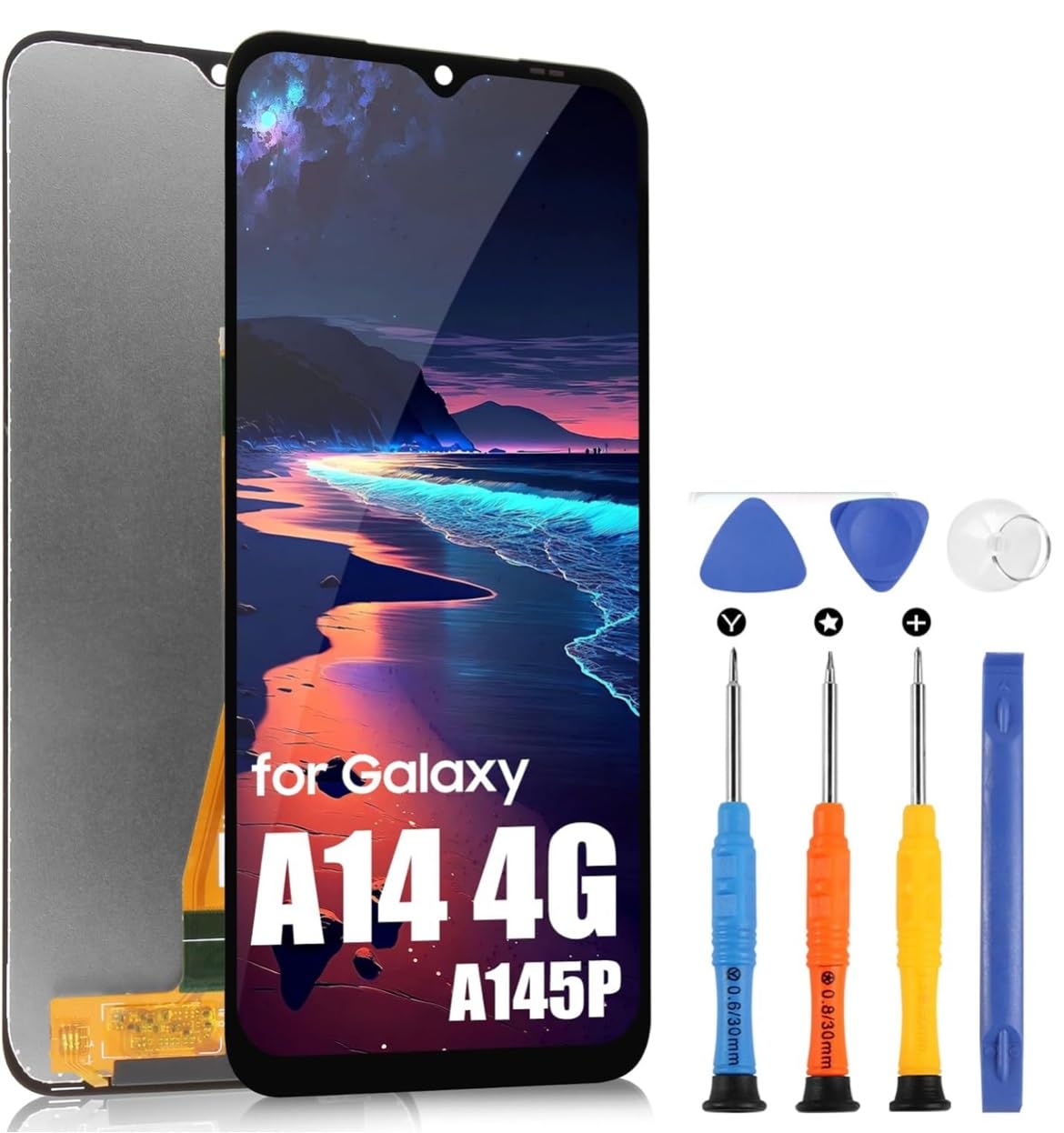 DISPLAY LCD OEM PER SAMSUNG GALAXY A14 4G SM-A145R A145P PARI ORIGINALE IN SERVICE PACK TOUCH VETRO SCHERMO + KIT GIRAVITI IN OMAGGIO