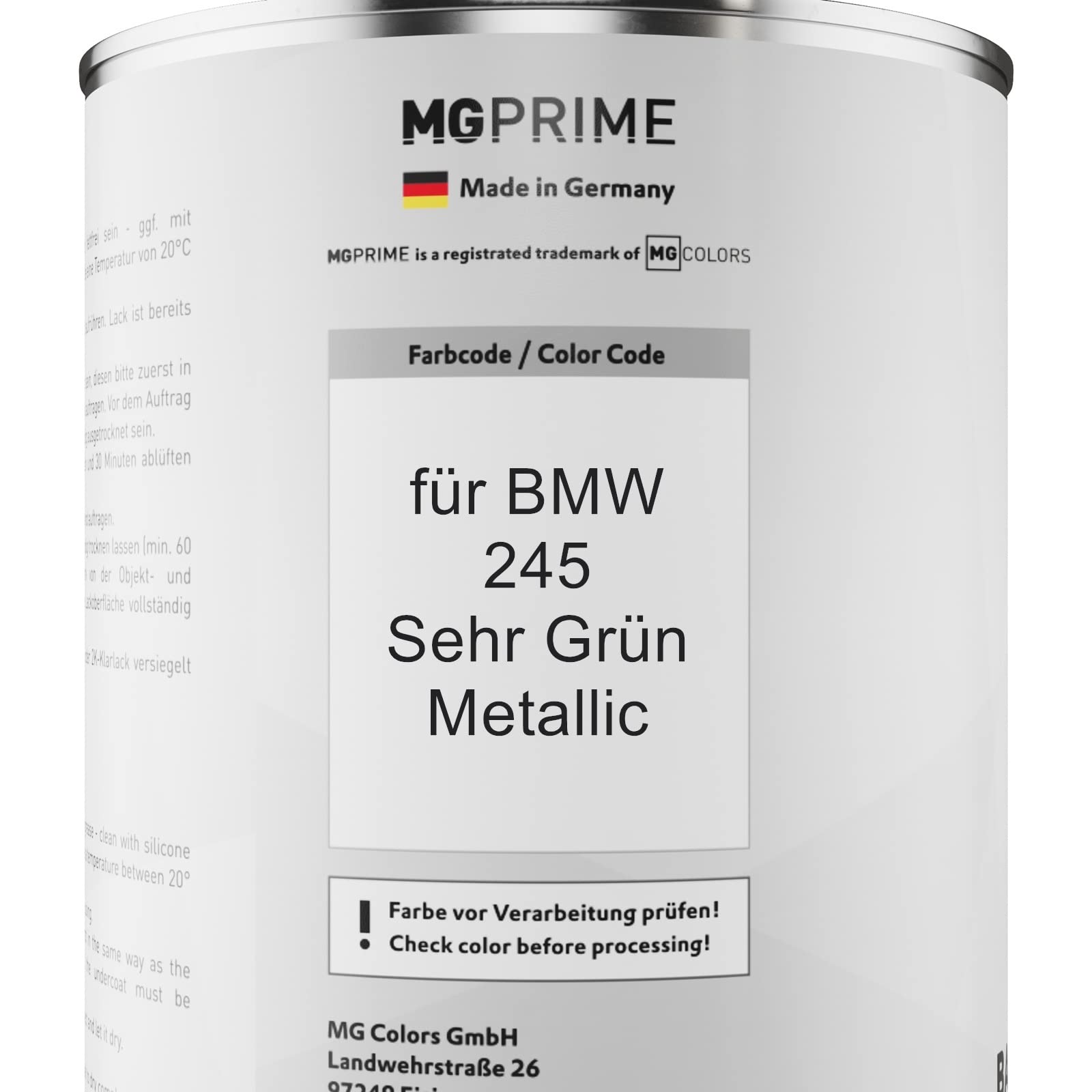 Kit Vernice Auto BMW Islandgrün Metallic - 2.5L Base + Trasparente Indurente