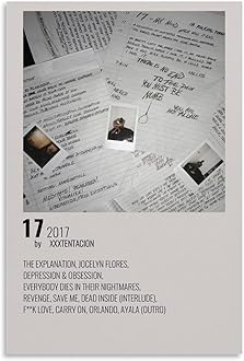 GPWDIEJB XXXTentacion 17Poster Canvas Art Oil Painting Wall Painter Home Music Album Celebrity Painting Classical Decorative Wall ArtUnframe-style-4312x18inch(30x45cm)