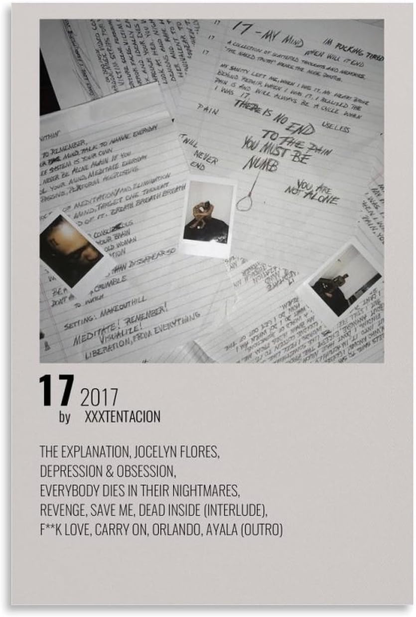 GPWDIEJB XXXTentacion 17Poster Canvas Art Oil Painting Wall Painter Home Music Album Celebrity Painting Classical Decorative Wall ArtUnframe-style-4312x18inch(30x45cm)