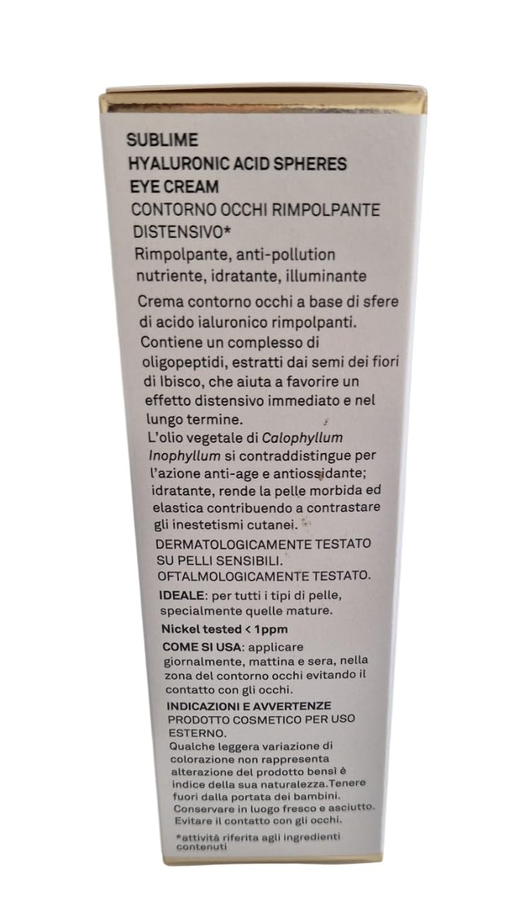 Sublime – Contorno Occhi Rimodellante e Idratante con Acido Ialuronico, Ibisco e Olio di Tamanu – Anti-età, Illuminante, 20 ml