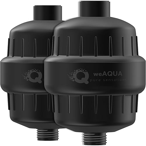 WeAQUA Paquete de 2 filtros de ducha resistentes de alta calidad, sistema avanzado de eliminación del 99% para agua dura, cloro, fluoruro y metales