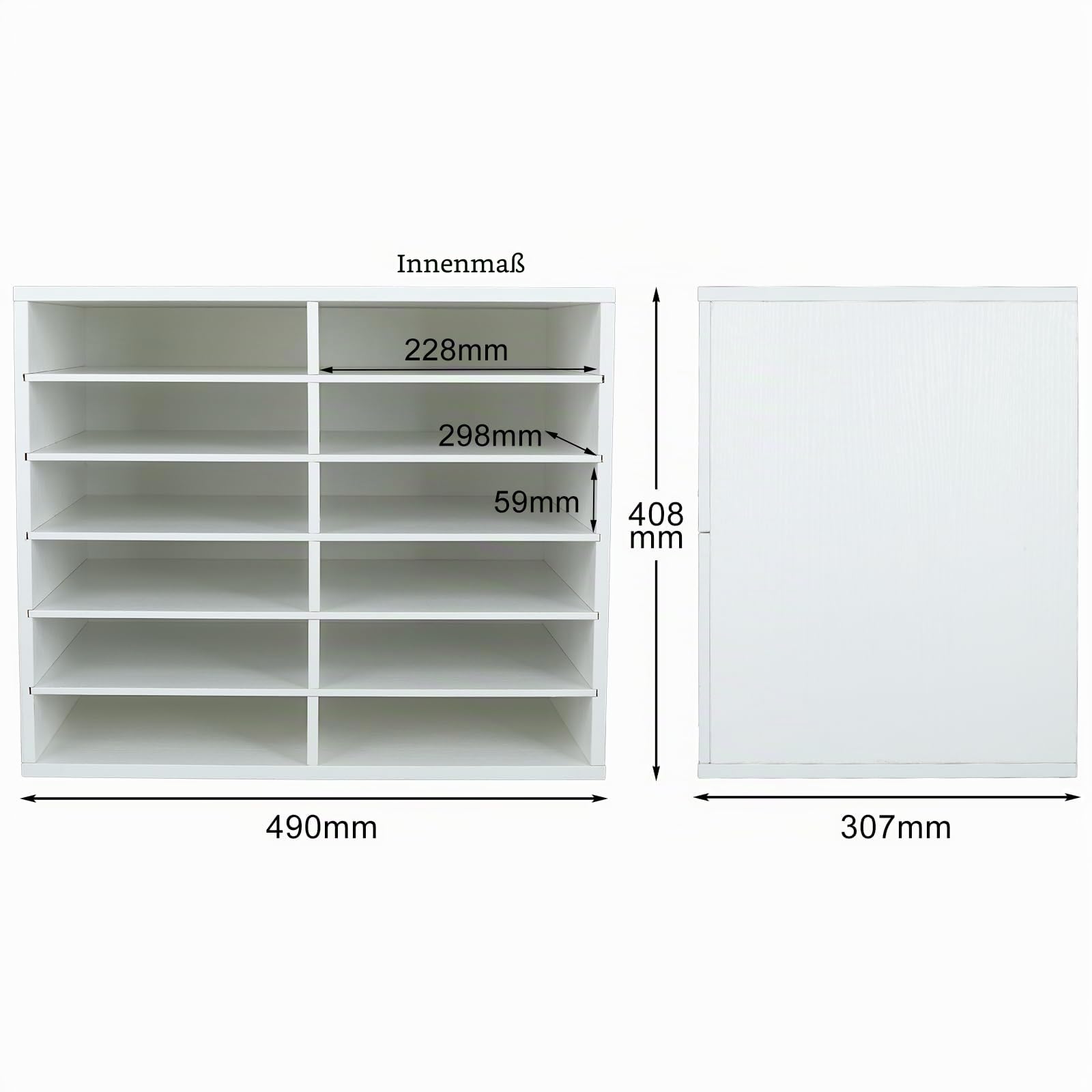 EasyPAG 12 Fächer Holz A4 Büro Schreibtisch Organizer Dokumentenhalter Aktenablage Zeitschriftenhalter Briefablage Papier Magazin Organisator,Weiß