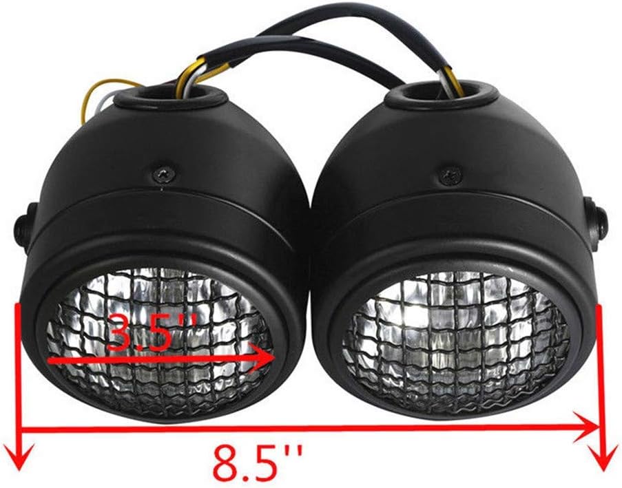 Motorcycle Front Headlight Grill Twin Headlight Motorcycle Double Dual Lamp Chopper For Harley Dyna 883 Suzuki Kawasaki Honda (Black)