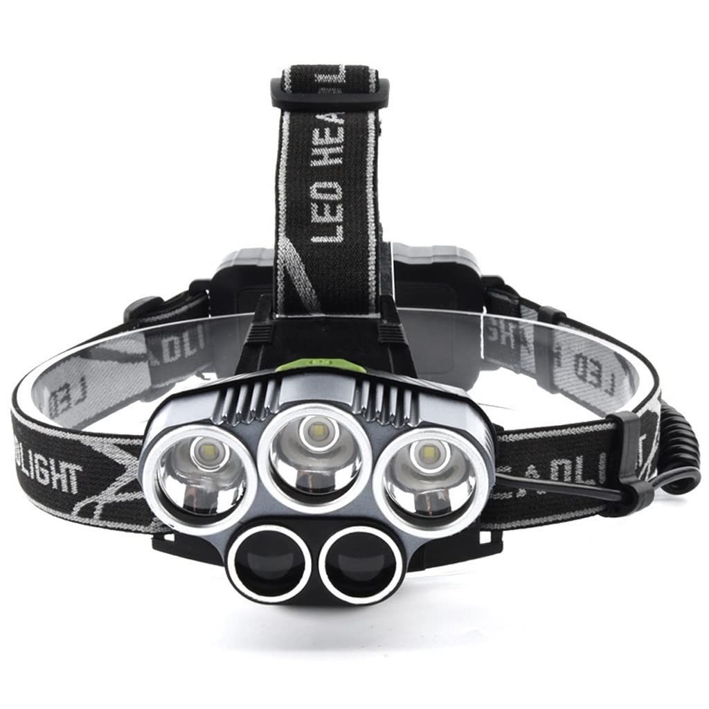 OYYMTE 5LED Strong Light Headlight 3T6+2XPE Outdoor Multi-Function USB Rechargeable Night Fishing