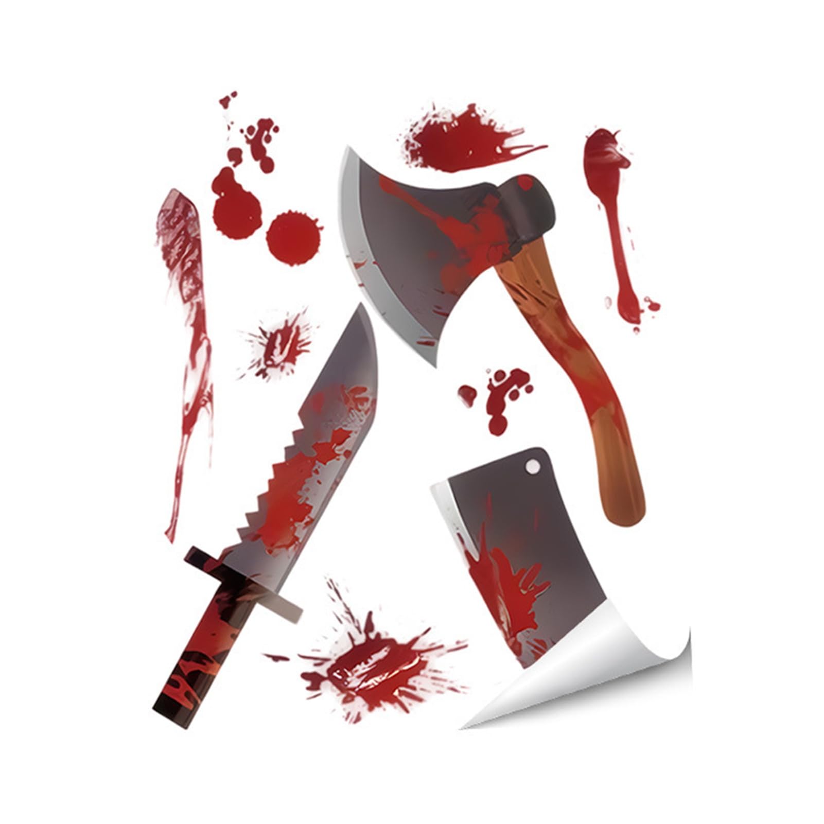 Halloween Horror Wall Stickers, Realistic Blood Splatter Handprints Footprints Decals for Scary Haunted House Party Decor, Waterproof PVC Decorations, Indoor Outdoor F