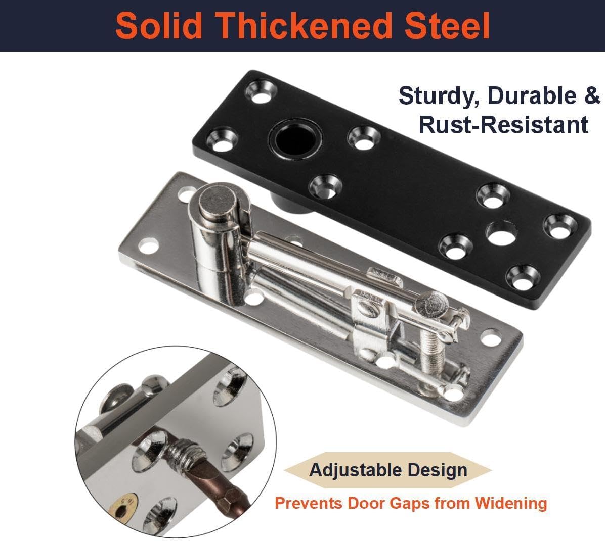 Hidden Door Hinge 360° Swinging Thickened Solid Steel - 600lbs Pivot Hinges for Murphy Door Kit Bookcase, Secret Bookshelf Door & Concealed Heavy Doors