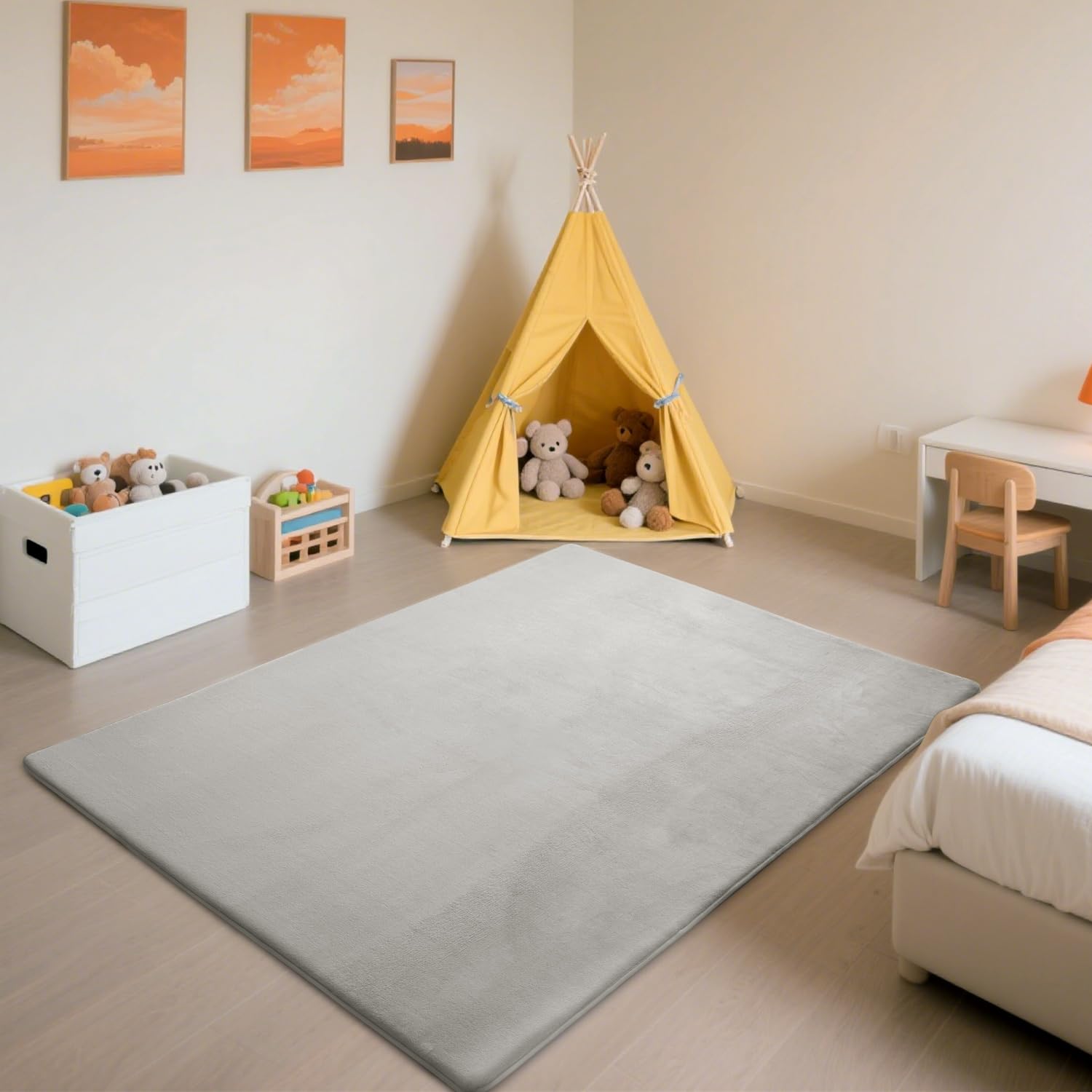 SETHEPACE Crawling Mat, 3CM Thick Baby Play Mat (Silver Grey, 127x127CM)