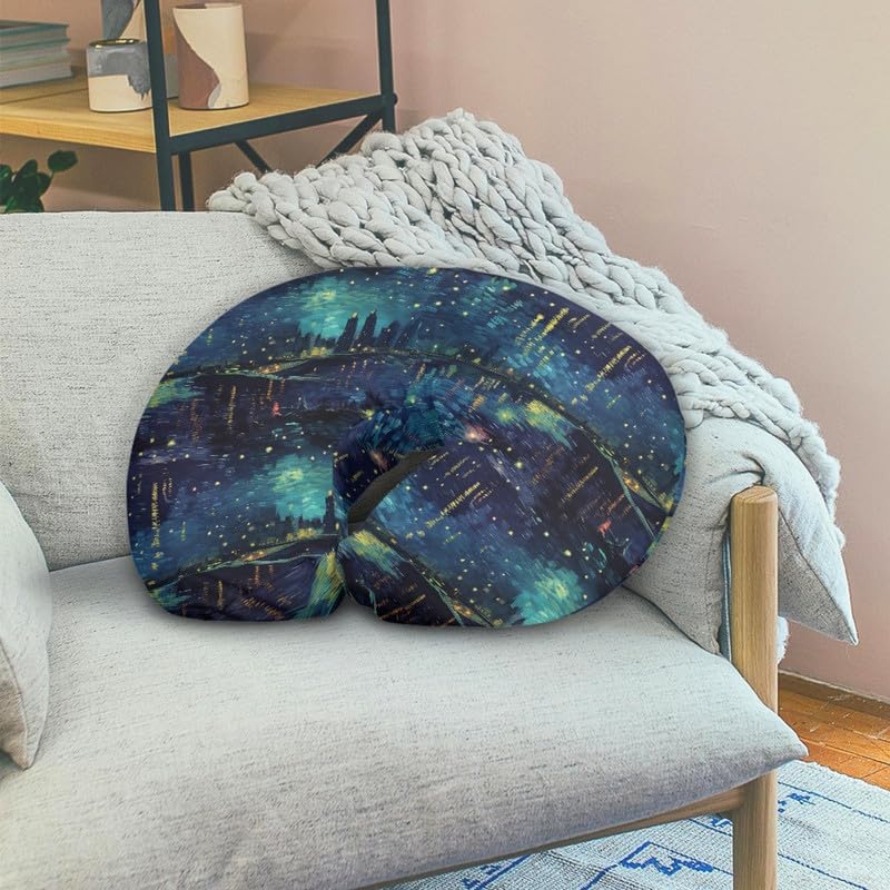 Miniatura 5 de Funda de almohada de lactancia de noche estrellada con pintura al óleo, transpirable, funda de almohada de lactancia materna con galaxia degradada