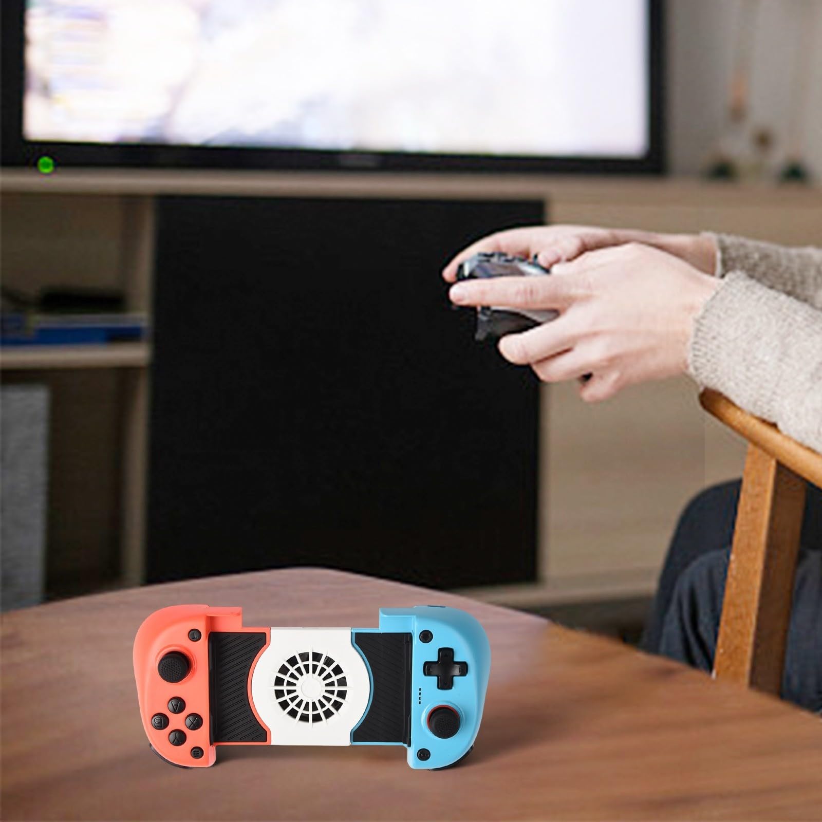 Manette de jeu mobile sans fil avec ventilateur de refroidissement et joysticks à effet Hall, batterie 20H pour Android et iOS (noir)