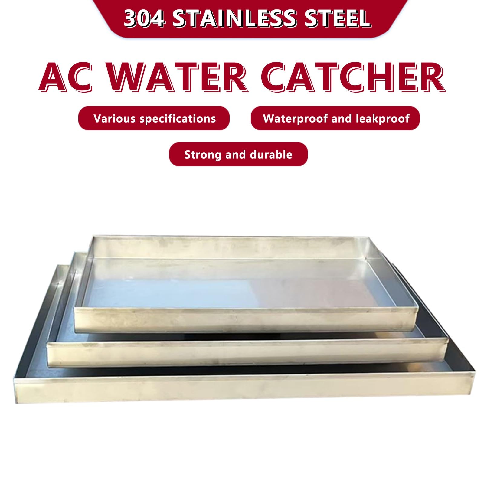 Edelstahl Wasserauffang Pflanzwanne Auffangwanne Rechteckig Tropfschale Zum Sammeln und Ablassen von Wasser Edelstahlwanne Auch for Kfz Grill Gastro(50x40cm(20x16in))