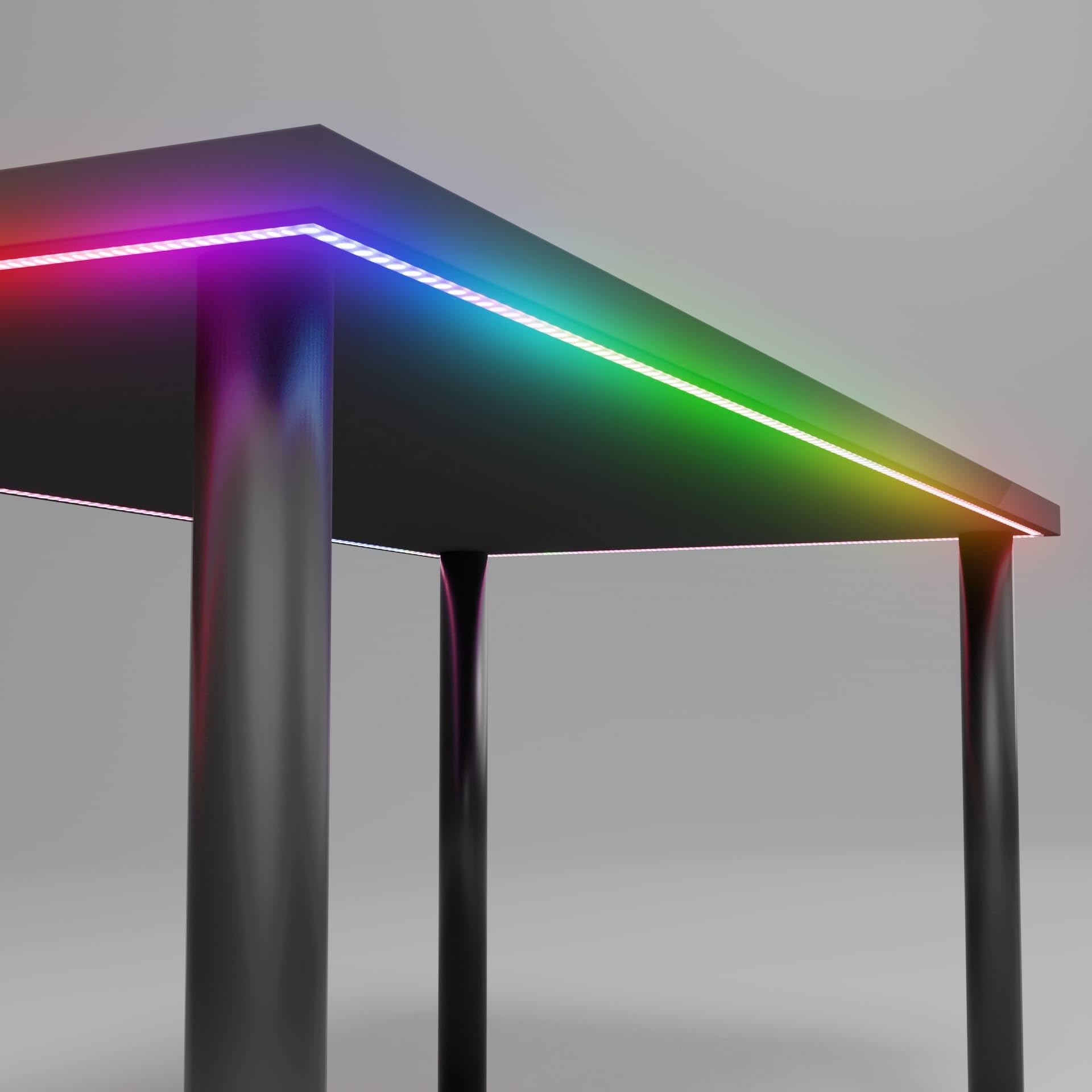 MARCO GAME ONE FULL LED Biurko Gamingowe, 135 x 65 cm, RGB LED, Regulowane Nóżki, Czarny/Biały/Antracyt