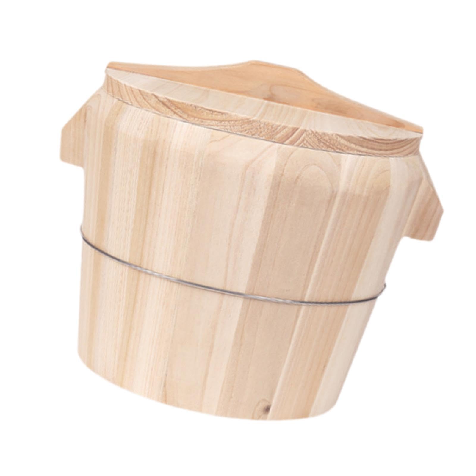 Wunderschön gearbeiteter Reis-Eimer aus Holz mit Deckel, 24 cm, Dampffass für Sushi, Tofu-Pudding und Servieren, perfektes Küchenwerkzeug für Hobbyköche