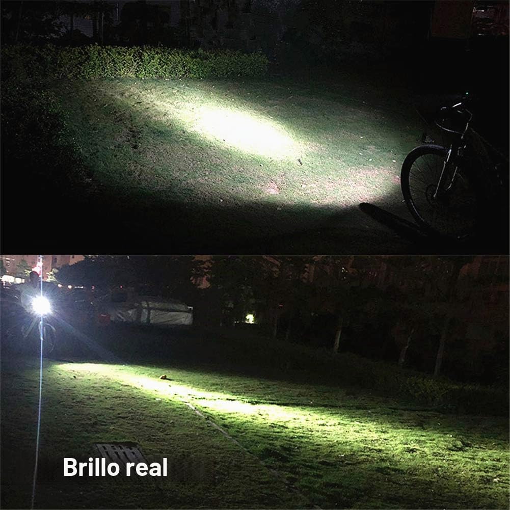 WASAGA Faro de Bicicleta, Luz Delantera de Bicicleta LED de 2400 lúmenes XML-L2,batería de 5200mAh/2400mAh,10horas/5horas de Tiempo de Trabajo,luz de Bicicleta de 3 Modos para Seguridad en Ciclismo