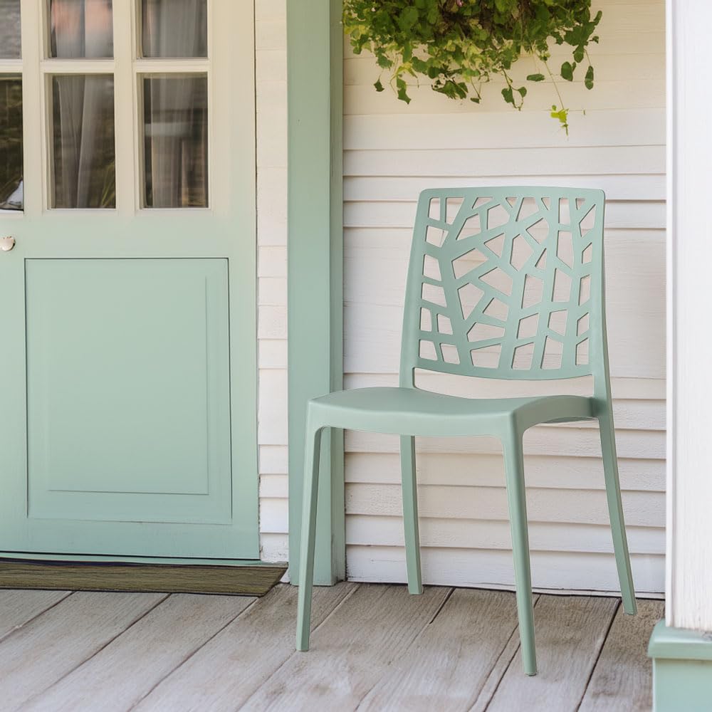 SIEDITI FUORI E DENTRO Sillas de Jardin en polypropylène Avec Fibre de verre, Sillas empilables pour extérieur ou intérieur, Design Moderne et Naturel - Trixy (4 Sillas, Verde Salvia)