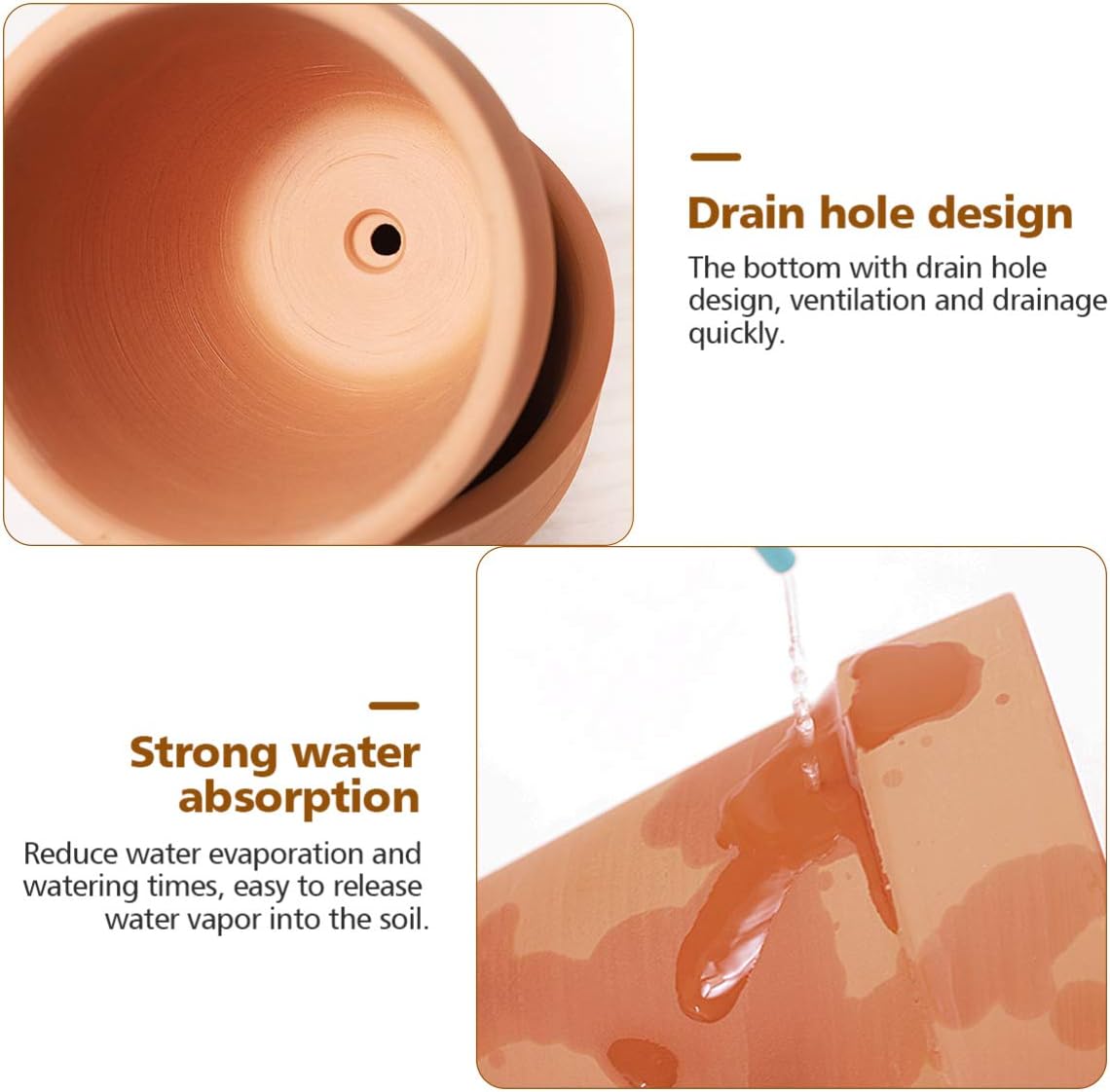 BESTonZON Clay Terracotta Plant Pots- 10 Mini Terracotta Ceramic Clay Flower Pots with Drain Hole, 5.5cm, Red - Image 4