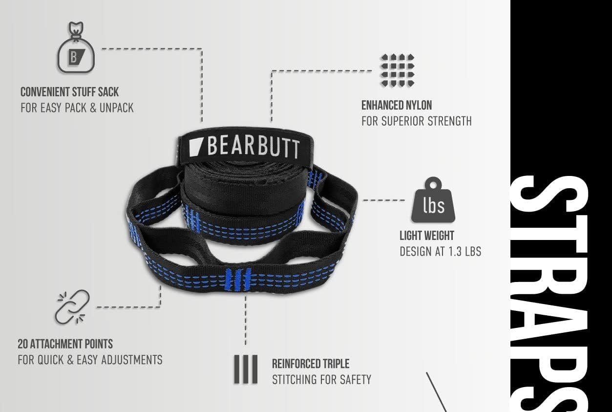 Bear Butt Double Camping Hammock and Bear Butt Kodiak Hammock Straps Bundle