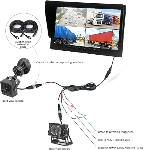 Miniatura 6 de Pantalla de monitor de cámara de respaldo de vehículo, pantalla TFT LCD de 10.1 pulgadas con visera solar universal para automóvil, camión,