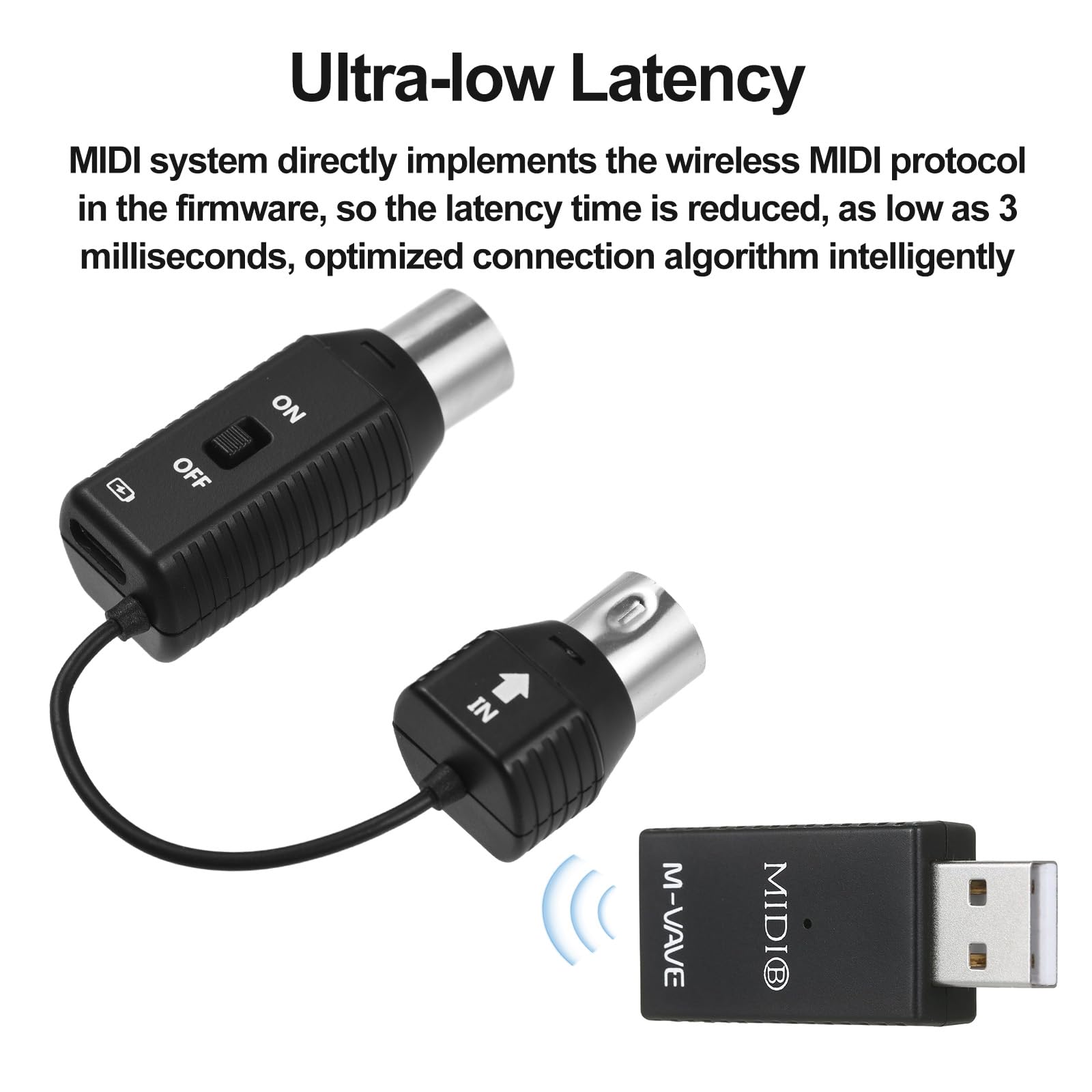 Collega qualsiasi dispositivo MIDI MIDI senza fili Adattatore wireless MIDI Cavo MIDI system di trasmissione senza fili Adattatore MIDI MS1 Mini system di trasmissione