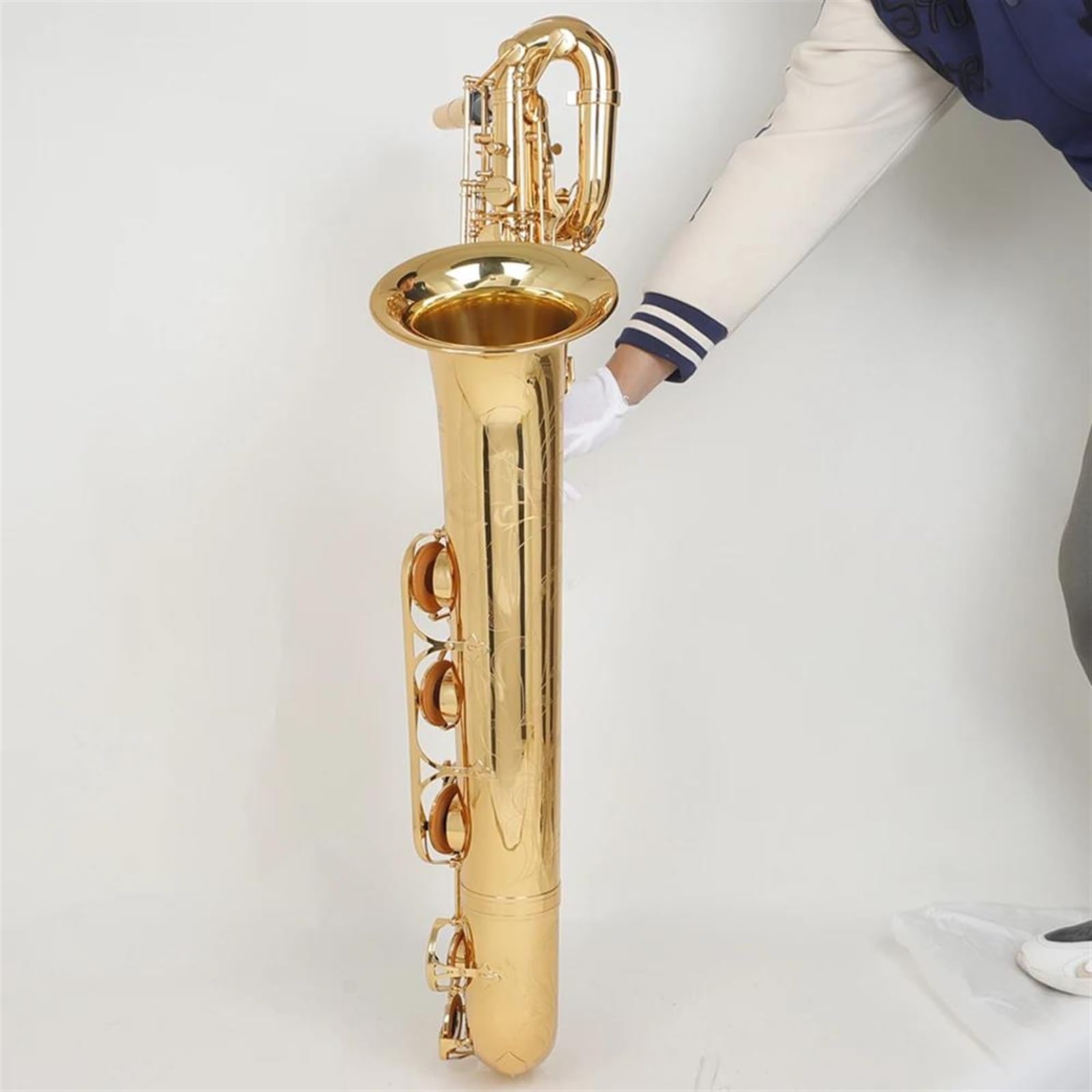 Saksofon Euphonium Saxophone Instruments E Płaski Zespół Muzyczny Saksofon Barytonowy Profesjonalne Wykonanie (Color : Gold)