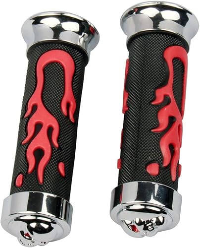 Miniatura 2 de Agarraderas de goma con llama 3D roja con tapas de calavera 3D compatibles con Honda Shadow Sabre 1100 2004