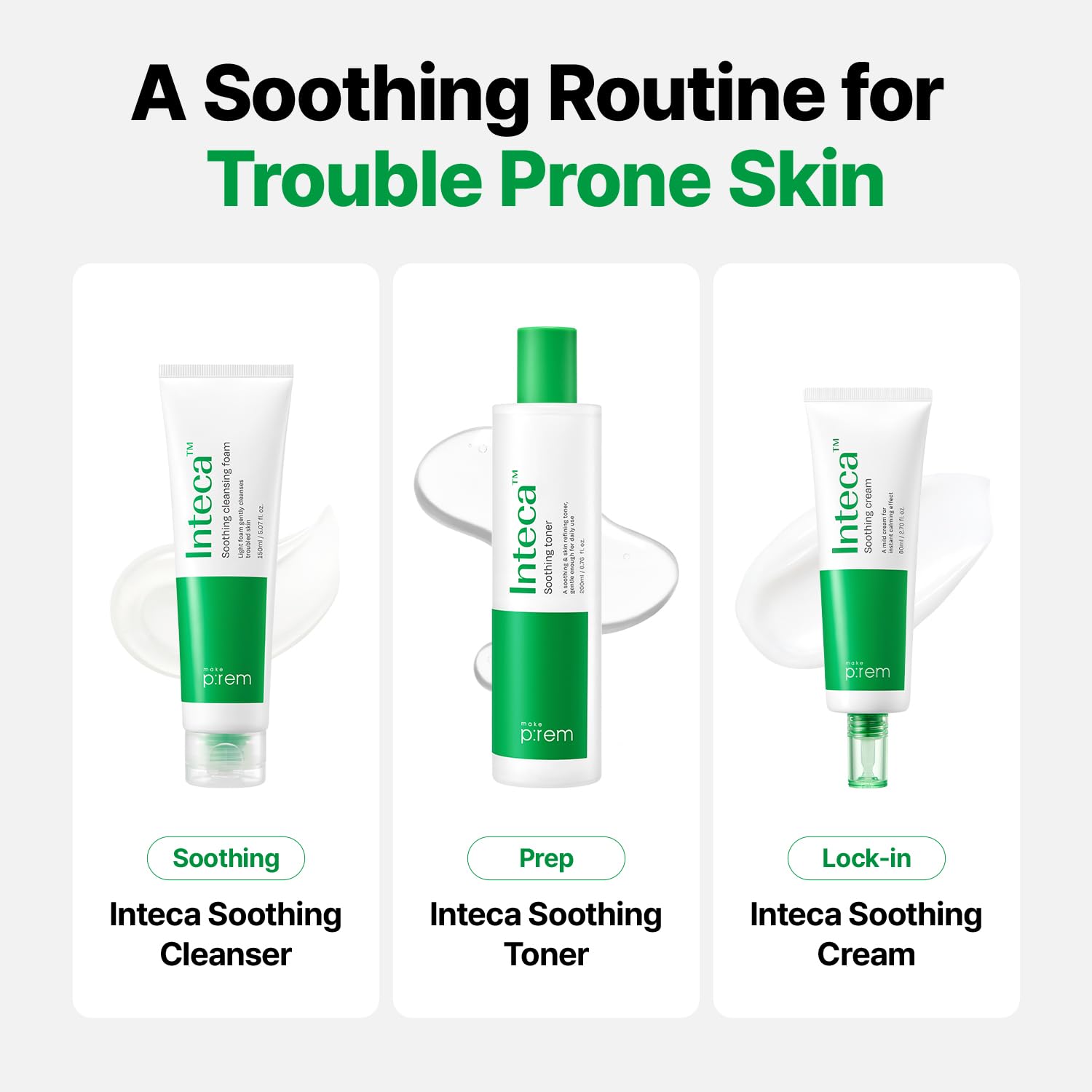 MAKE P:REM Inteca Soothing Foam Cleanser, Mild Moisture Gel Type Foam Cleanser for Acne-Prone Skin, Removes Sebum and Impurities, Korean Skincare, 5.07 Fl Oz, 150ml