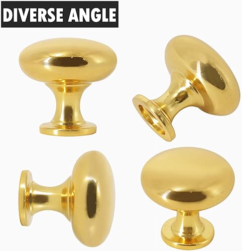 Miniatura 6 de Probrico Paquete de 10 pomos dorados redondos para cajones de 1-316 pulgadas (1.161 in) de diámetro, tiradores de gabinete de cocina con un solo