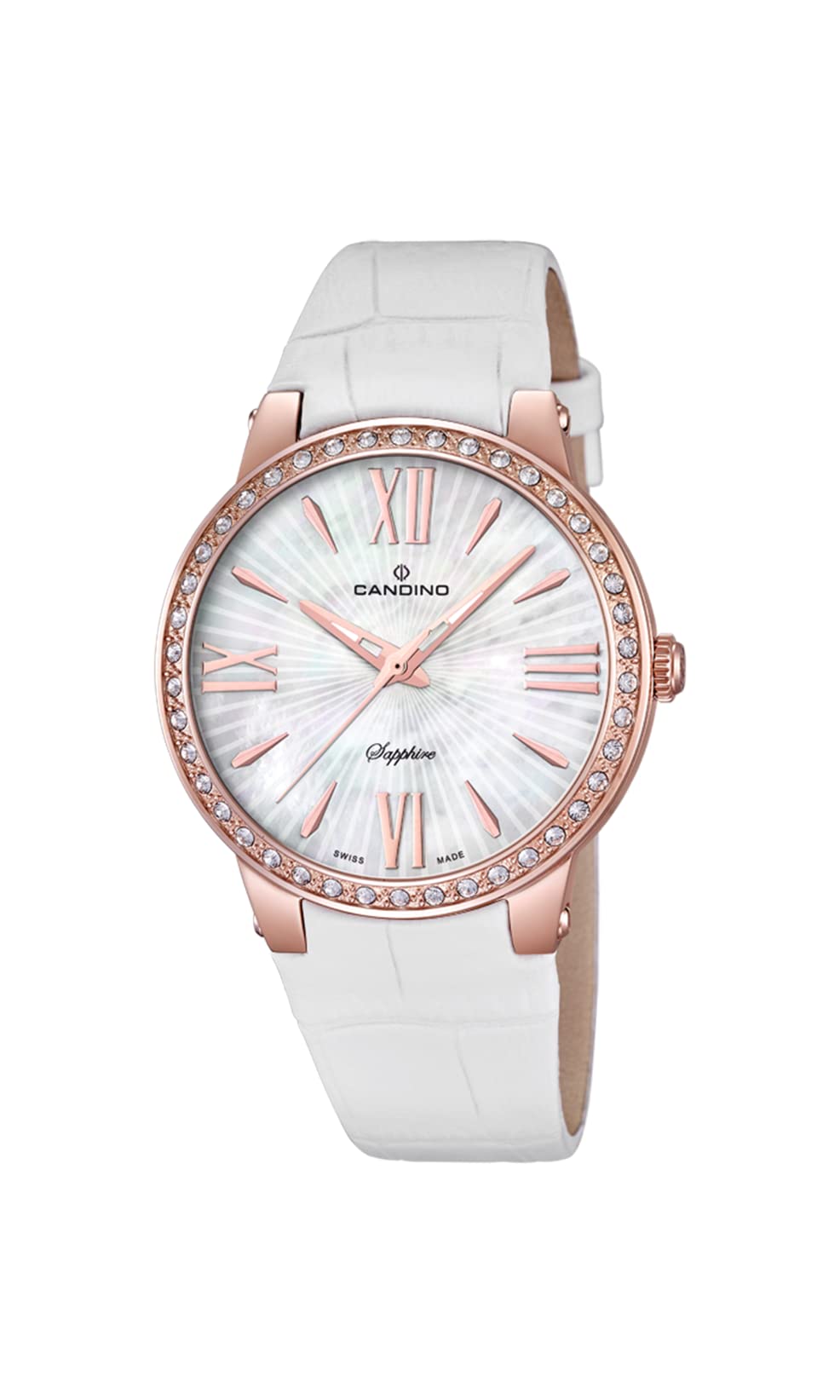 CandinoWomen's Quartz Watch with White Dial Analogue Display and White Leather Strap C4598/1