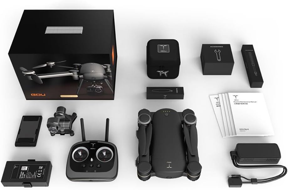 GDU - BYRD Premium 2.0 Drone (Portable Full Folding, 2km HD Video Transmission, 4k Camera, Automatic Return, Fully Stabilized 3-Axis Gimbal, Smart Follow)