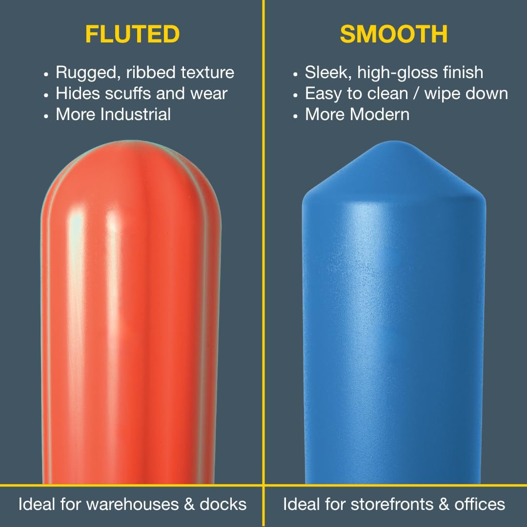 Eagle Bollard Covers for 4 Inch Poles - 56" Tall, Durable Fluted HDPE Plastic - Trimmable Red Bollard Post Sleeve for Parking Lots, Warehouses, and Loading Docks, 1732R