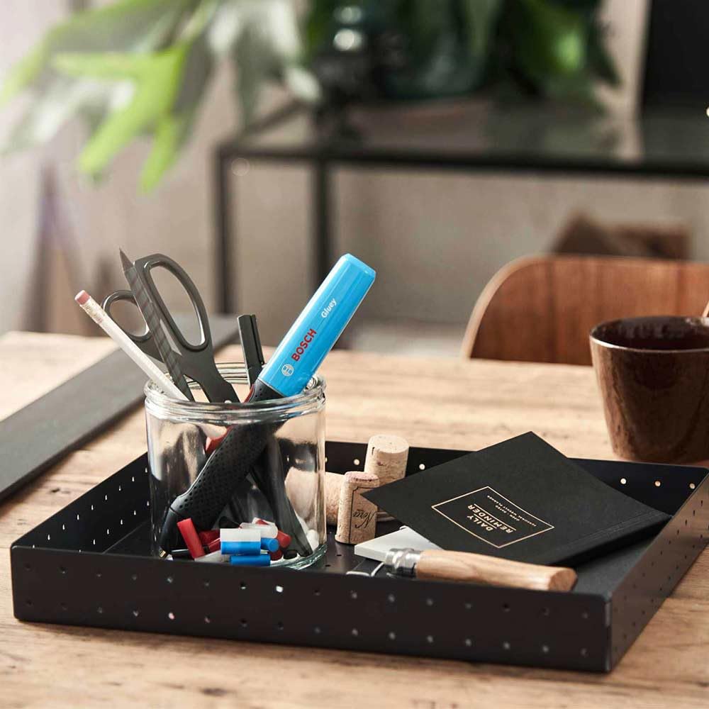 Bosch Akku Heißklebestift Gluey Smoky Grey (mit 20 Klebesticks, Grau, im Karton)