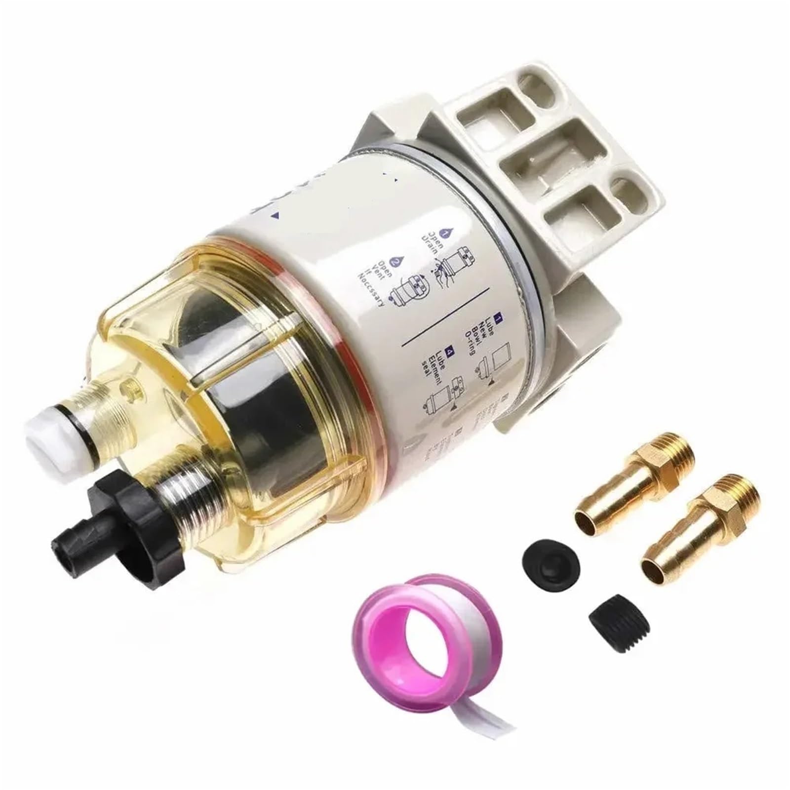 Filtro De Combustible Diésel para Coche R12T, Separador De Combustible/Agua, Compatible con Motores Racor 140R 120At S3240 Npt Zg1/4-19. Incluye Filtro De Combustible Completo.