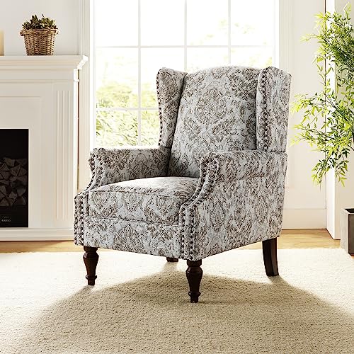 HULALA HOME Wingback Accent Chair with Floral Pattern...