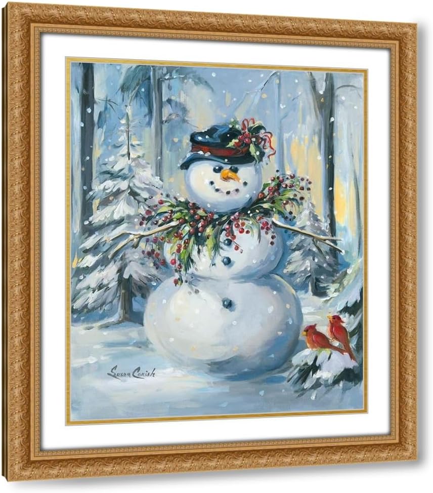 ArtDirect Berry Christmas 48x60 Huge Black Ornate Wood Framed Canvas Giclee Art by Comish, Susan