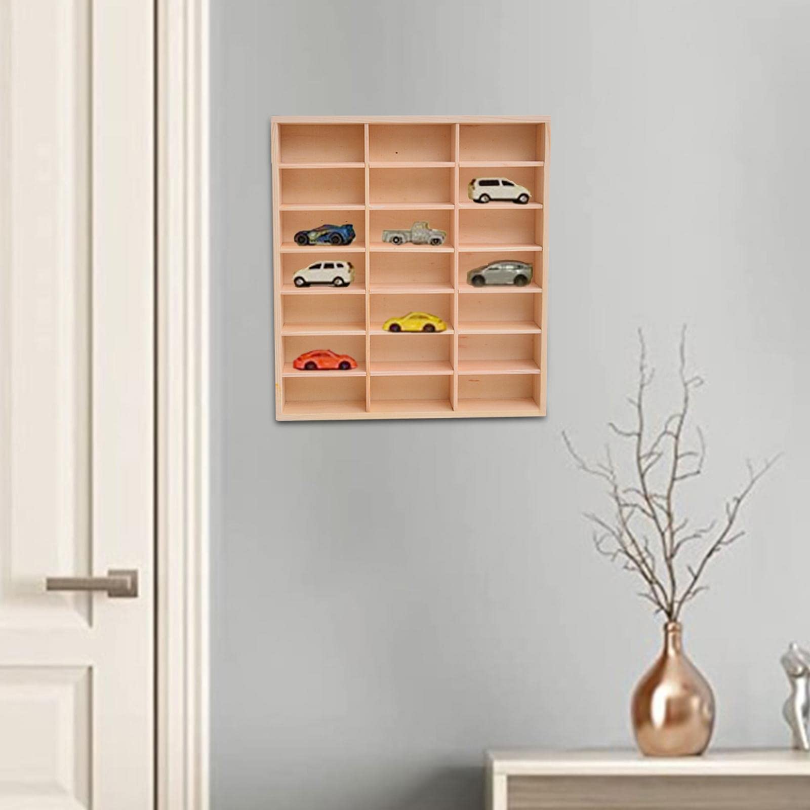 harayaa Soporte de Exhibición de Madera Vitrina Soporte Multiusos Estante Gabinete Organizador de Almacenamiento para Figura de Acción Coleccionables Tienda a, 21 rejilla, tal como se describe