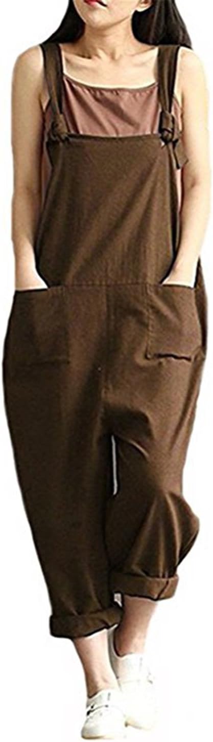 Women's Casual Jumpsuits Overalls Baggy Bib Pants Plus Size Wide Leg Rompers