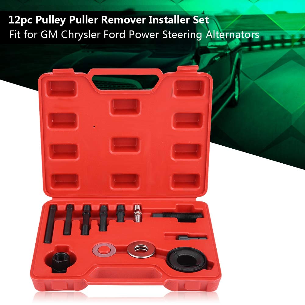 Pulley Puller And Installer Kit 12-Piece Power Steering Pulley Puller Set -  For GM, Ford \u0026 Chrysler Alternator Removal Alternator Pulley Tool, image size:1001x1001