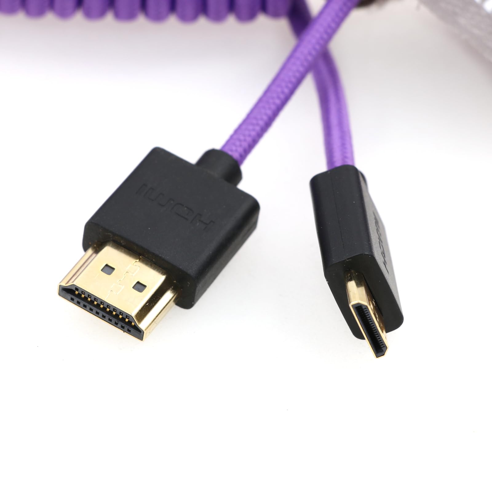 SZRMCC HDMI to Mini HDMI 8K 2.1 Ultra High Speed Coiled Braided Cable for Sony CX7,A7 II,A7S II, Canon EOS 70D/80D - Image 3