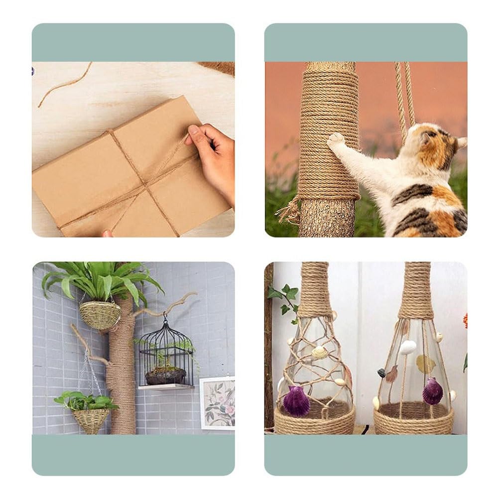 Genérico 200m Cuerda Yute Natural, 6mm de Grosor, Envolver Regalos, Cuerda Decorativa, para Embalaje, Bricolaje, Floristería, Decoración