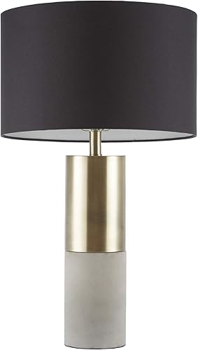 Hampton Hill Fulton - Lámpara de escritorio, mesita de noche para dormitorio, luz moderna de metal de lujo, base de hormigón, pantalla de tambor de