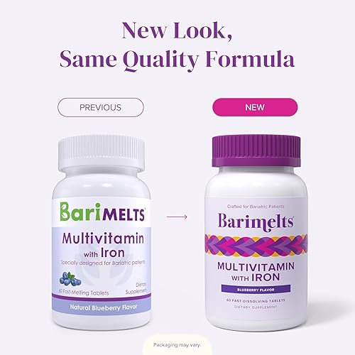 Miniatura 6 de BariMelts Multivitamínico bariátrico con hierro, 60 tabletas de disolución rápida (suministro de 1 mes), vitaminas bariátricas sin azúcar para