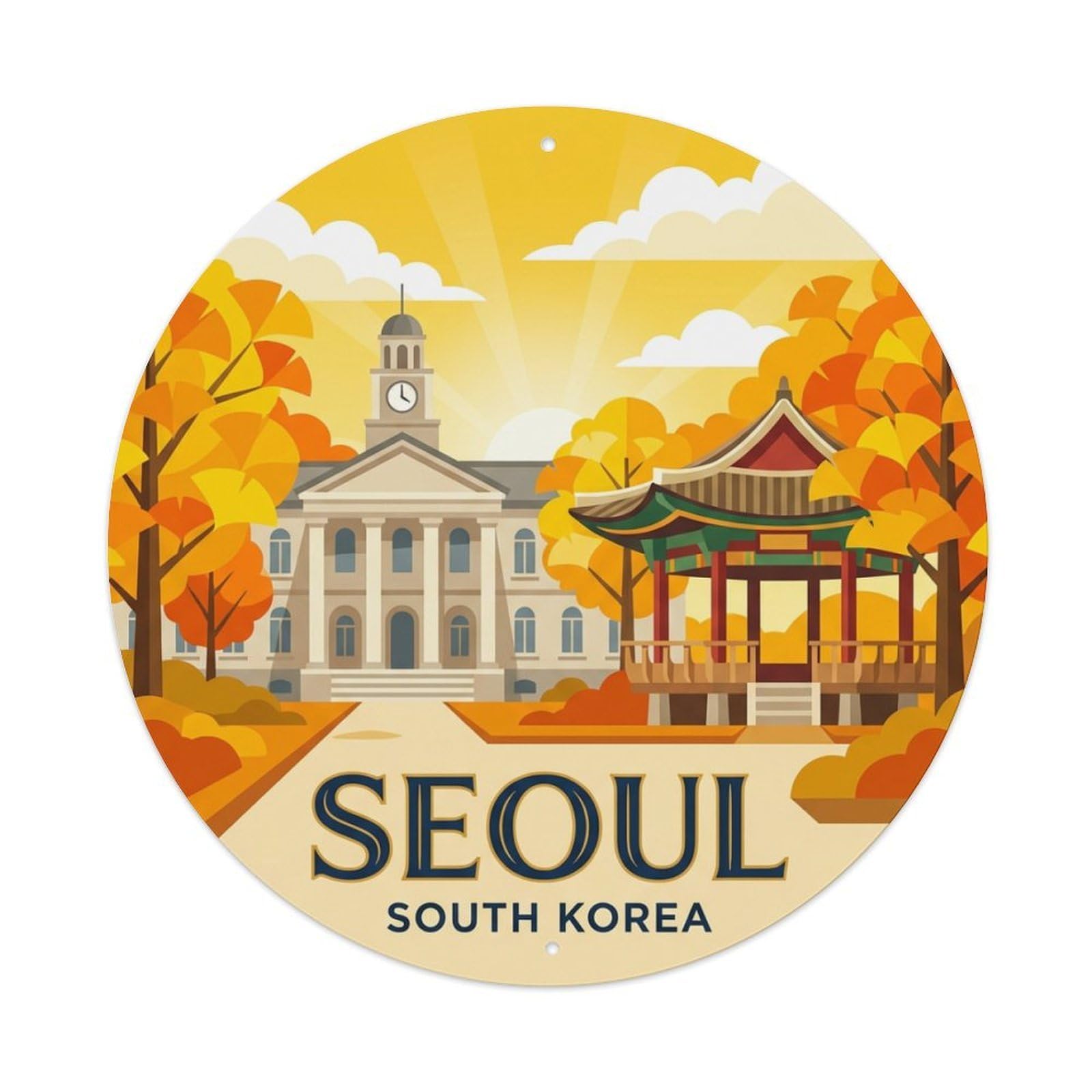 Vintage Travel Seoul Korea Sunshine Metal Tin Sign