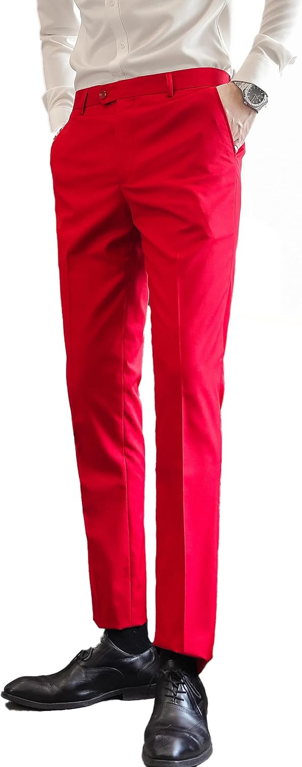 Mens Classic Suit Pants Straight Fit Modern Formal Dress Pants Separate Trousers