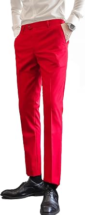 UNINUKOO Mens Classic Suit Pants Straight Fit Modern Formal Dress Pants Separate Trousers