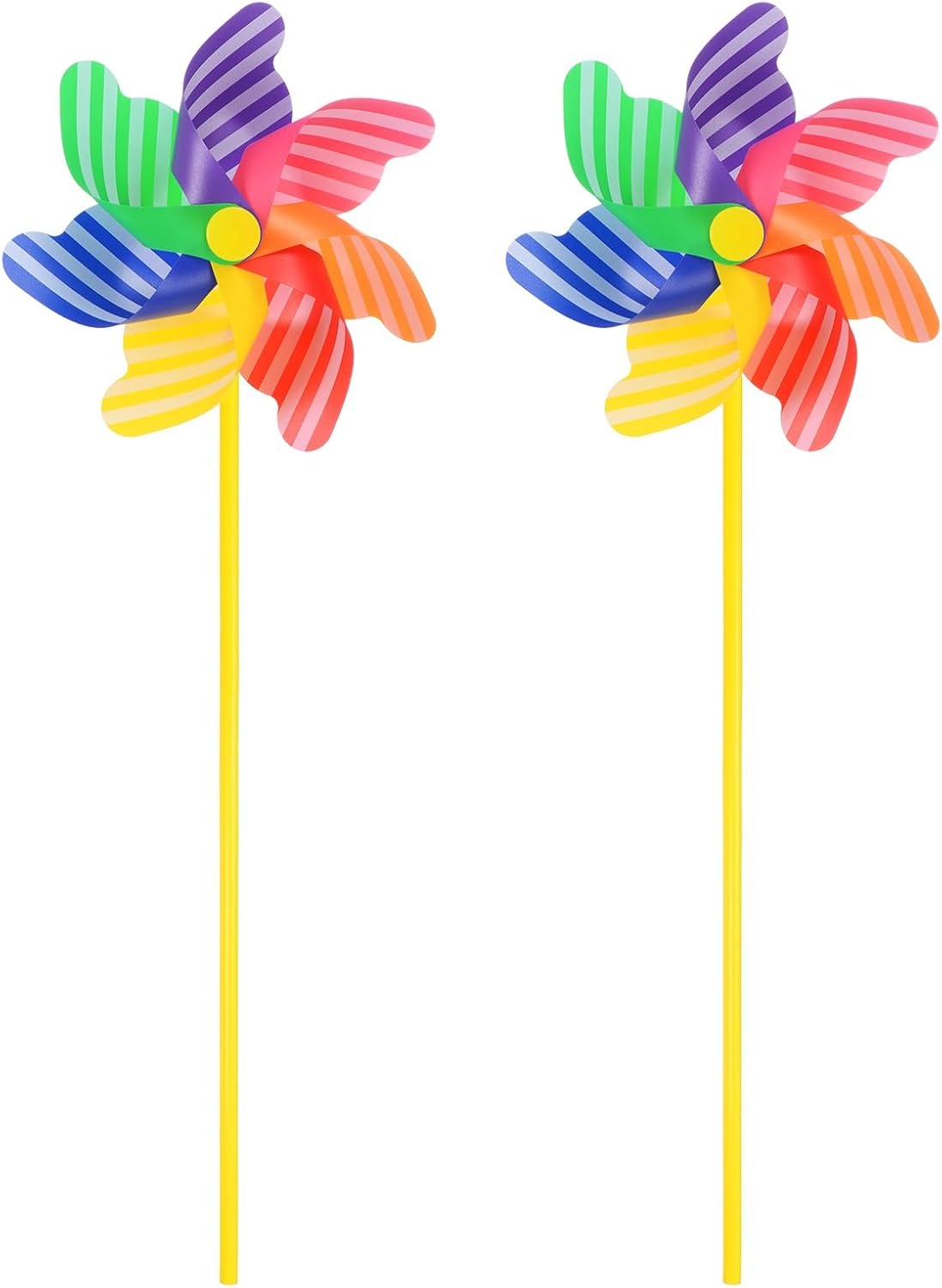 2-Pack Rainbow Pinwheels, 19.7 Inch Plastic Wind Spinners Outdoor Flower Windmill for Party Decorations/Yard/Garden, Toy Wind Spinners [Purple]