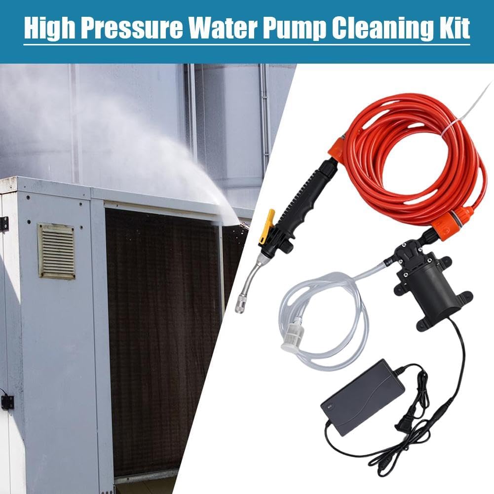 Portable Intelligent Electric Pressure Washer Pump, AC 100-240V Portable Pressure Powerful Car Washing Kit, Air Conditioner Cleaning Machine with PVC Hose for Home, Car, Garden
